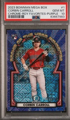 2023 BOWMAN MEGA BOX CHROME ROY FAVORITES #1 CORBIN CARROLL - PSA 10 - Image 1 of 2