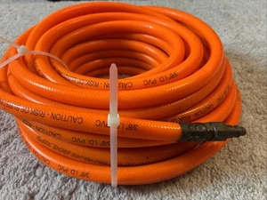 50' Fuß 3/8" PVC Luftschlauch 300 PSI Max Orange Stecker Buchse Ende Düsen - Bild 1 von 7