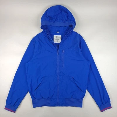 Vintage Stussy Jacket Mens XL Blue Full Zip Hooded Skate Authentic Gear Y2K - Image 1 of 4