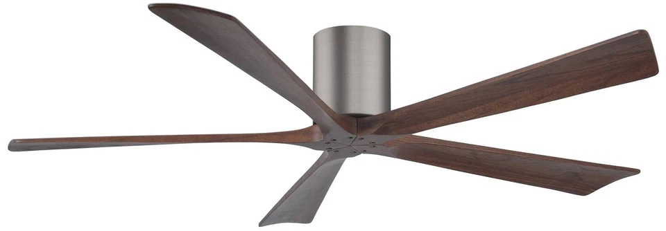 60" Matthews Irene-5H Pewter and Walnut Hugger Ceiling Fan with Remote - Image 1 of 1