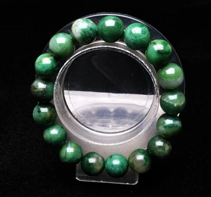 Brazalete de cuentas redondas de piedras preciosas de cristal de euclorito verde natural genuino de 12,4 mm - Imagen 1 de 6