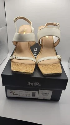 Coach Womens Kit C8992 Beige Square Toe Stiletto Heel Slingback Sandal Size 9B  - Image 1 of 4