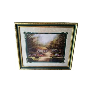Home Interiors Picture Courtyard Picture Brass Frame Matted 27"x23 NVP - Picture 1 of 5