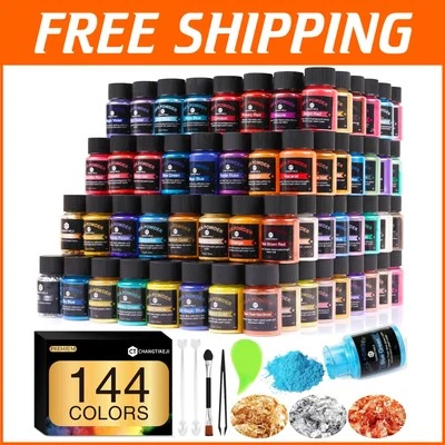 144 Colors Mica Powder Set, 10g Bottles for Safe Resin & Cosmetic Creations - Image 1 of 4