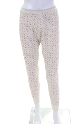 Pantalones de salón elásticos de tiro alto florales de algodón para mujer The Great blancos talla 0 Foto 1 de 4