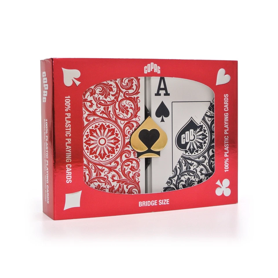 Copag 1546 Plastic Playing Cards Bridge Size Red | Black Double Deck Jumbo Inde