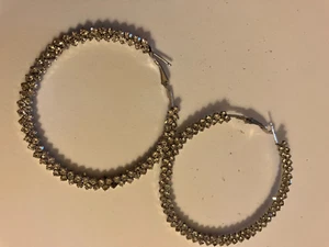 vintage estate rhinestone hoop pierced earrings - Picture 1 of 3