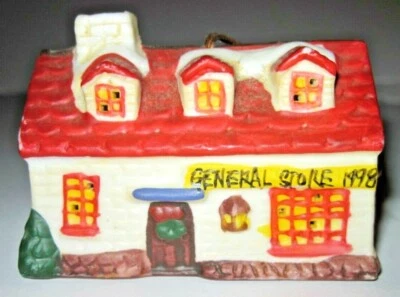 Badcock General Store 1998 edificio porcelana campana de Navidad pueblo miniatura Foto 1 de 4