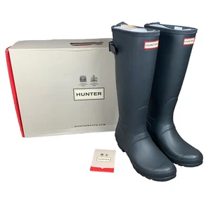 Hunter Original Tall Back Adjustable Women's Rain Boots Dark Slate DSL Size 7 US - Picture 1 of 12