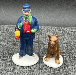 Vintage Lemax Dickensvale Collectibles Porzellan Figur 1995 Mann und Hund - Bild 1 von 5