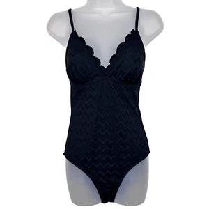 New Cupshe One-Piece Swimsuit Black Jacquard Tummy Control Medium Retro Timeless - Picture 1 of 9
