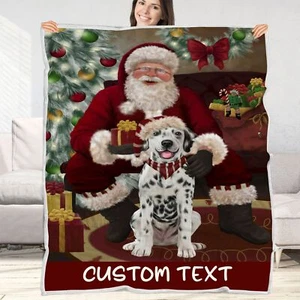 Dalmatian Dog Blanket Personalized Throw Woven Fleece Sherpa Christmas NWT - Picture 1 of 30