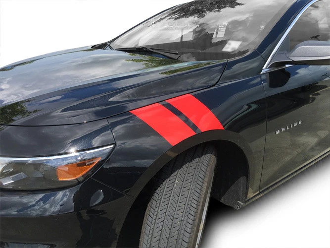 Adesivos de vinil listras hash Fender Racing para 2016 2017 2018 Chevy Malibu - Imagem 1 de 4