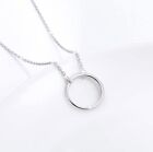 S925 Sterling Silver Dainty Simple Circle Pendant Eternity Necklace,Rolo Chain,1