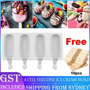 4 Cell Silicone Frozen Ice Cream Mold Juice Ice Lolly Maker Ice Lolly Pop Mould - Picture 1 of 12