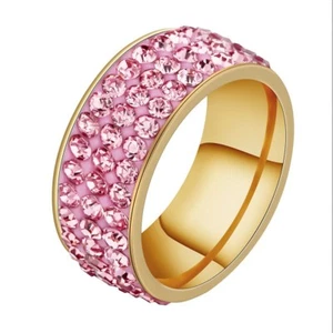 Unisex CZ Stainless Steel Ring Men/Women's Wedding Band Rings Gold Silver 8-10 - Picture 1 of 9