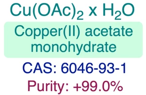 Copper(II) acetate || CAS: 6046-93-1 || 500 g || Purity: +99.0% - Picture 1 of 7