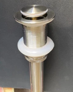 1 1/2" Bathroom Pop Up Brass Drain Brushed Nickel No Overflow for Sink Support - Picture 1 of 7