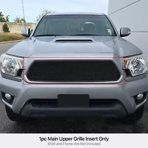 Fits 2012-2015 Toyota Tacoma Main Upper Stainless Steel Black Mesh Grille Insert - Picture 1 of 7