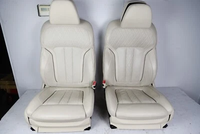16-19 BMW 750i 740i G12 FRONT LEFT & RIGHT SEAT ASSEMBLY CANBERRA BEIGE LEATHER - Image 1 of 4