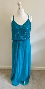 Peacocks Dress Women’s UK 14 Teal Blue Green Maxi Sequin Occasion Party Event - Picture 1 of 7