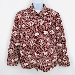 Lafayette 148 Redwork Floral Blazer Jacket Classic Red and White Size 12 - Picture 1 of 11
