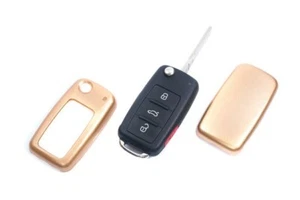 Für VW Für SEAT Klapp Schlüssel Cover Key Cover Schlüssel Fernbedienung Gold - Picture 1 of 4