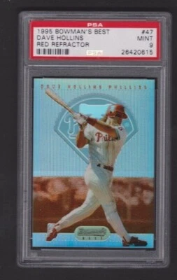 Bowman's Best Red Refractor 1995 #47 Dave Hollins Phillies Sp clasificación PSA 9 como nuevo Foto 1 de 2