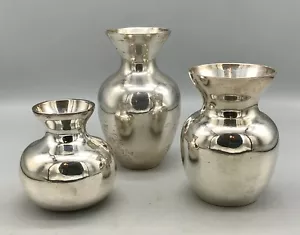 Vintage Two’s Collectible Heavy Quality Silver Plate Mini Vases (Set Of 3) - Picture 1 of 9