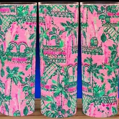 Lilly P Mandevilla Baby Pink and Green Cup Mug Tumbler 20oz - Image 1 of 3