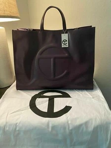 Authentic Telfar Large Shopping bag Tote Eggplant NWT & Dust bag Vacation vegan - Picture 1 of 4