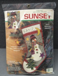 NUOVO Sunset 18074 Spaventapasseri Pupazzo di Neve Tessuto Applique Calza Kit Made in USA - Foto 1 di 8