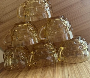 Vintage Federal Glass 1960's Yorktown Gold Yellow Coffee Tea Punch Set Of 6 - Picture 1 of 9
