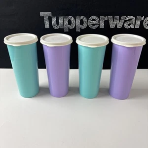 Tupperware Tumblers Straight Side With Seals 16oz Set of 4 lilac Purple & Teal . - Picture 1 of 1