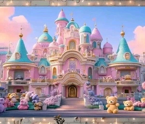 "Tapiz castillo oso de peluche - 37x29"" decoración de pared para niños y guardería" - Imagen 1 de 3