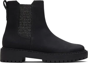 TOMS Girls Bennet Chelsea Boot, Black Nubuck Pu Ankle Kids Winter Shoe UK C.13.5 - Picture 1 of 6
