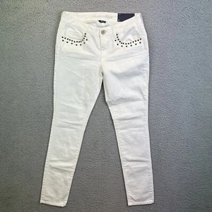 American Eagle Womens Jeans White Tag Size 6 (29x31) Metal Spikes Skinny Denim - Picture 1 of 7