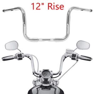 12" Rise 1 1/4" Ape Hangers Handlebar For Harley Dyna Softail Sportster XL 883 - Picture 1 of 12