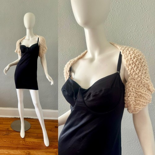 Giacca maglione cardigan Off White maglia grossa a mano bolero scrollata crop