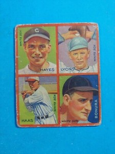 1935 GOUDEY BASEBALL #8b 4-In-1 Hayes Lyons Haas Bonura VG