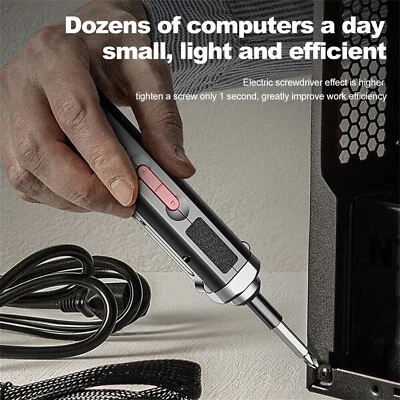 Portable Rechargeable Cordless Mini Electric Screwdriver Drill Bits +2 head Kit - Image 1 of 4
