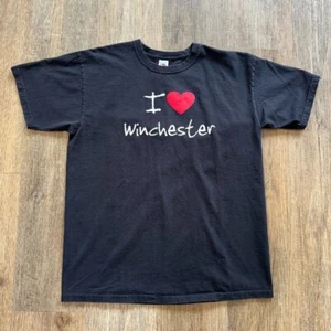 VTG I Love Winchester Black T-Shirt Large - Picture 1 of 8