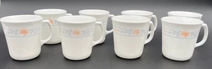 CorningWare Corelle Apricot Grove Floral Design Coffee Cup Mug Set of 8 - Picture 1 of 6