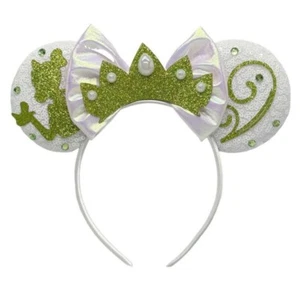 NEW Disney TIANA Ears Hat PRINCESS AND THE FROG Mickey GREEN Headband WHITE Bow - Picture 1 of 4