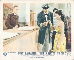 His Majesty O'Keefe original Lobby Card Burt Lancaster Joan Rice in hotel