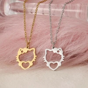 Collana catenina in acciaio ciondolo hello kitty oro/argento da donna ragazza  - Imagen 1 de 6