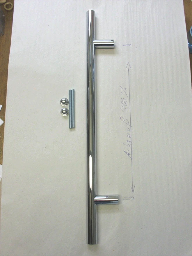 STOSSGRIFF CHROM massiv Stangengriff Haustürgriff durchgehende Befest schlicht - Bild 1 von 1