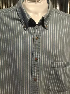 GEOFFREY BEENE MENS ‘UNBUTTONED’ BLUE WHITE STRIPE CASUAL SHIRT 16 34-35 - Picture 1 of 7