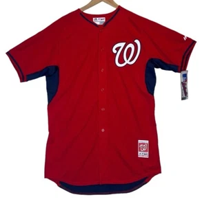 Men's Majestic MLB Authentic Washington Nationals Cool Base Jersey Red Size 46 - Picture 1 of 11