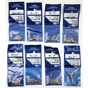 Crown Bolt #4 X 1/2" Slotted Round Head Wood Screws 7 Packs Brass Lot of 8 - Picture 1 of 3